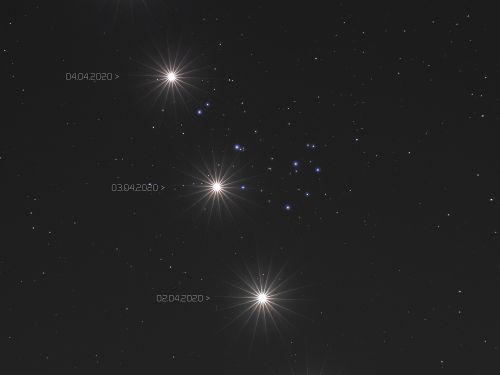 Sequenza transito di Venere sulle Pleiadi