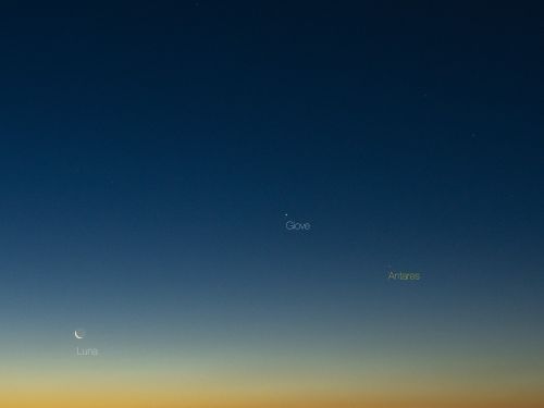 Congiunzione Venere, Giove, Mercurio con la Luna e Antares
