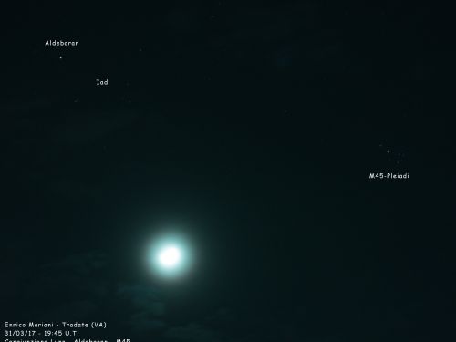 Congiunzione Luna – Aldebaran – M45