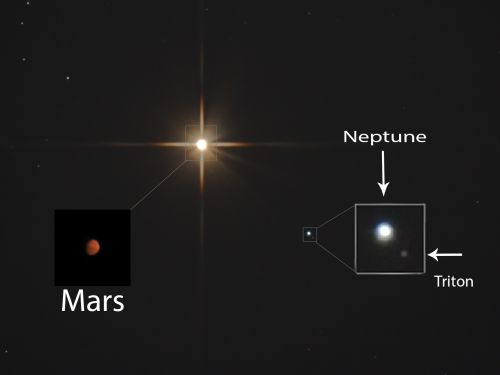 Congiunzione stretta tra Marte e Nettuno