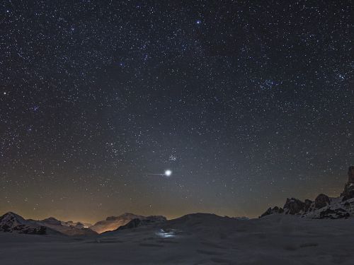 Luce Zodiacale e riflesso di Venere sulla neve