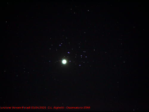 Congiunzione Venere-Pleiadi il 3 Aprile 2020