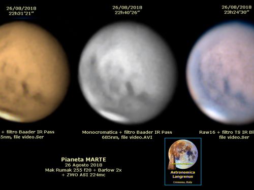 Marte il 26 Agosto 2018 in differenti modalità