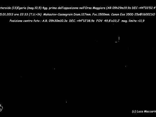 Asteroide (13)Egeria 4gg. prima dell’opposizione.