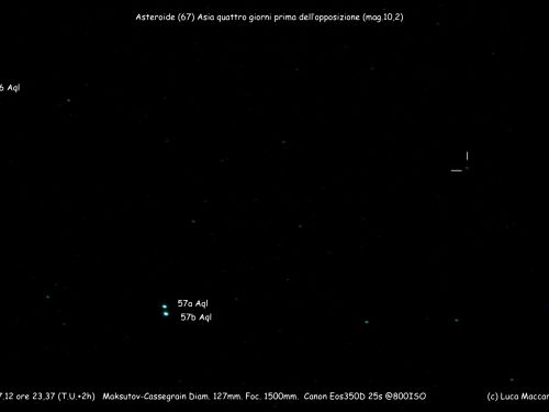 Asteroide (67)Asia  4 giorni prima dell’opposizione.