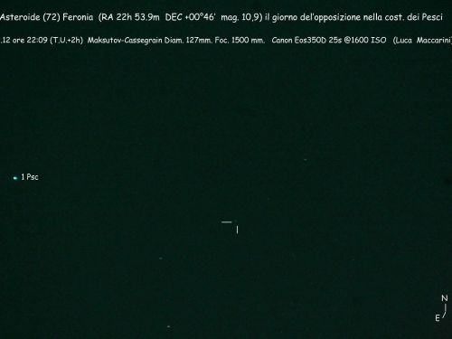 Asteroide (72)Feronia in opposizione.