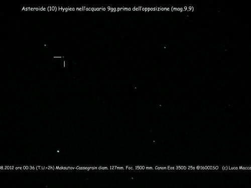 Asteroide (10)Hygiea 9gg. prima dell’opposizione