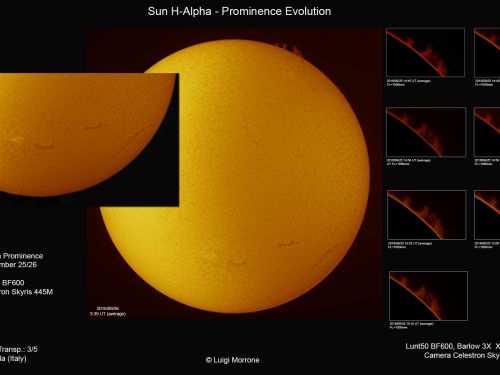 Ripresa Solare in H-alpha-Evoluzione Protuberanza Solare