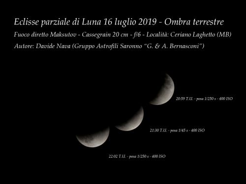 Eclisse parziale di Luna 16 luglio 2019 – Ombra terrestre