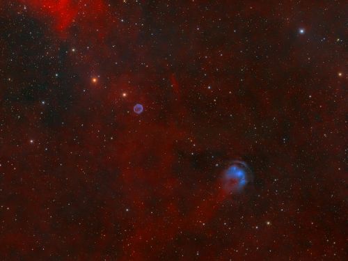 Nebulose planetarie Abell 6 e HFG1 in Cassiopea
