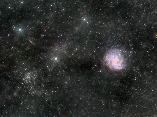 Galassia fuochi d’artificio (NGC 6946) e ammasso aperto NGC 6939 con IFN