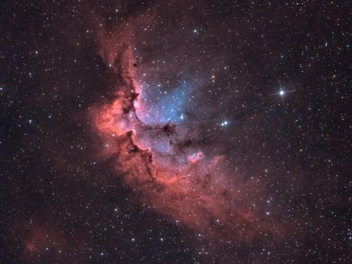 Nebulosa Mago (Sh2-142) in bicolor HOO con stelle RGB