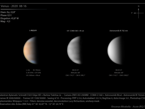 Il pianeta Venere in UV e IR