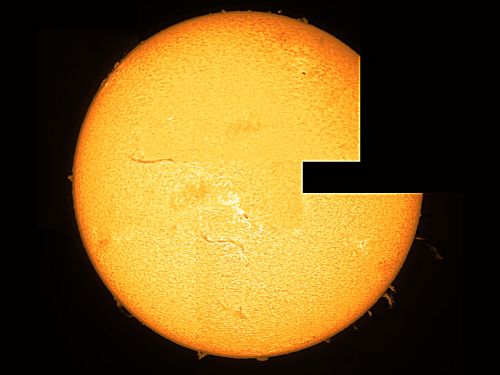 collage di foto del sole con protuberanze e macchie solari