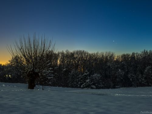 Giove e Saturno dopo una nevicata