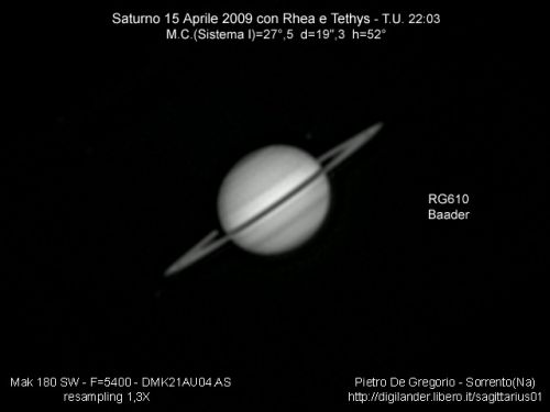 Saturno 16 Aprile 2009 -R con Rhea e Tethys