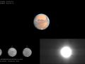Marte con Phobos e Deimos