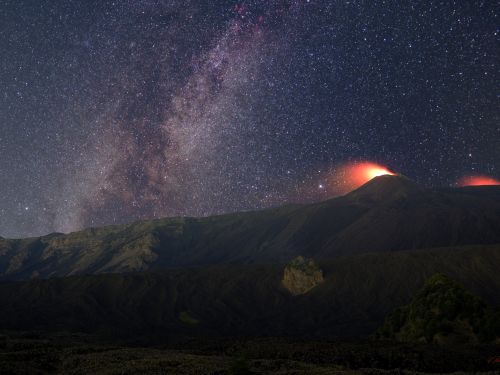 tramonto della Via Lattea sull’Etna