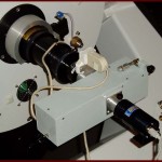 Fig.9 - Lo spettrografo a prisma collocato al fuoco diretto del Ritchey – Chretien da 500mm f/8 di Libbiano. Per le riprese è utilizzato il CCD Starlight SXVF-H5