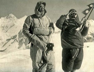 Cho Oyu First Ascent - Herbert Tichy and Pasang Dawa Lama on Cho Oyu Summit Oct. 19 1954