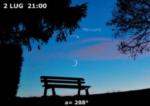 Mercurio e una falce di Luna