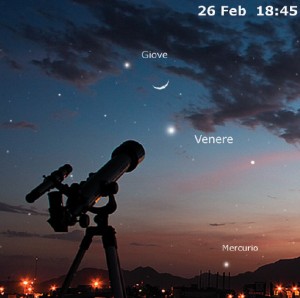 Congiunzione Luna, Venere, Giove e Mercurio