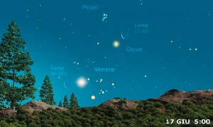Congiunzione Giove Luna e Pleiadi