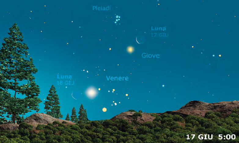 Congiunzione Giove Luna e Pleiadi