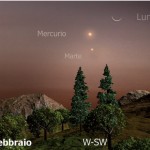 11 febbraio 2013: congiunzione Mercurio, Marte e Luna