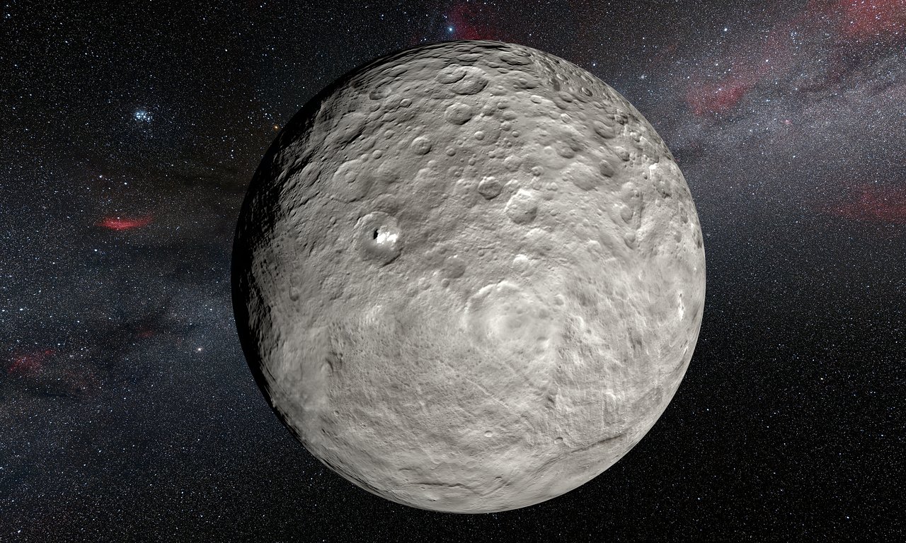 Artistâs view of bright spots on Ceres imaged by the Dawn spac