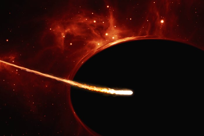 Close-up of star near a supermassive black hole (artistâs impr