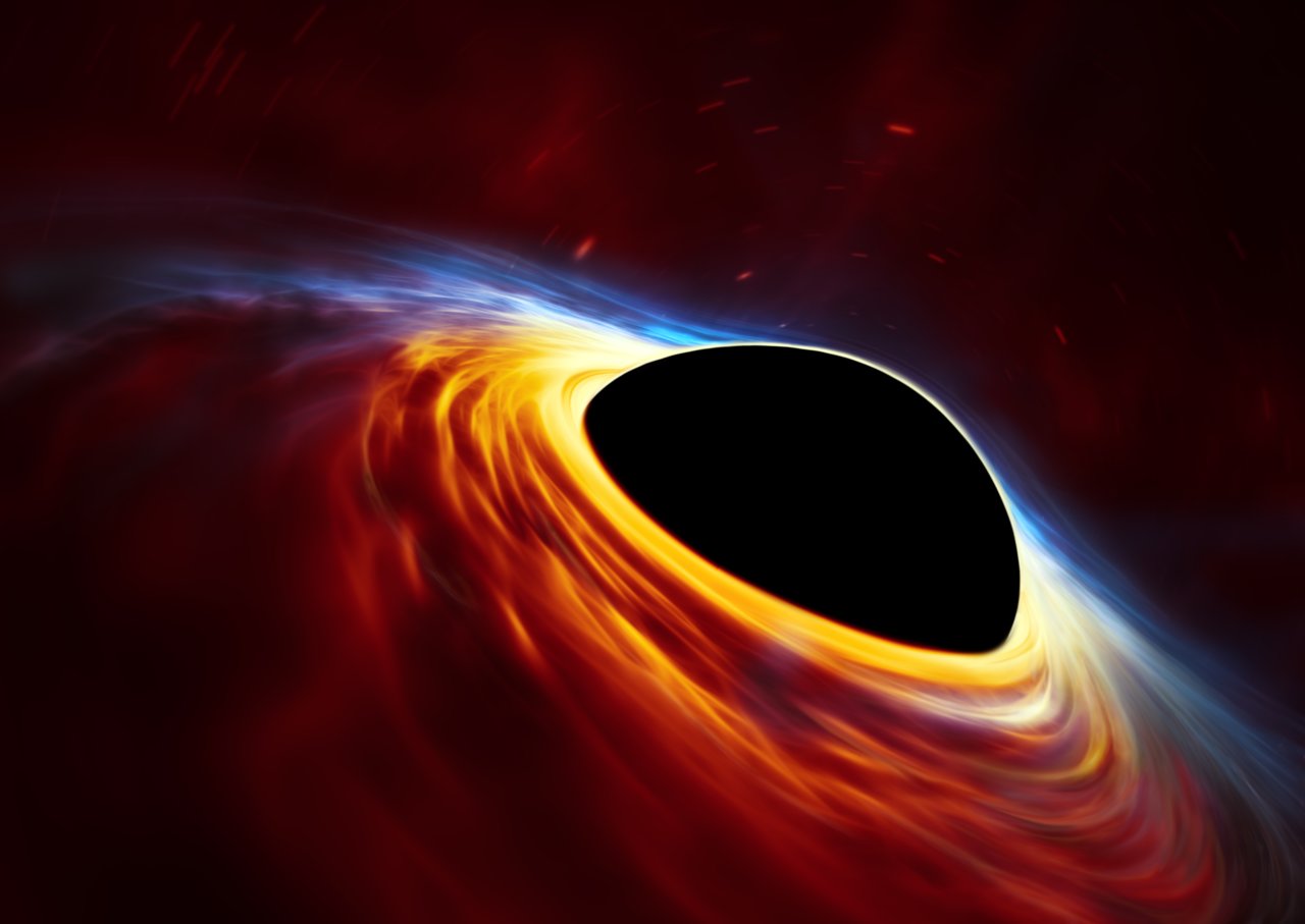 Supermassive black hole with torn-apart star (artistâs impress