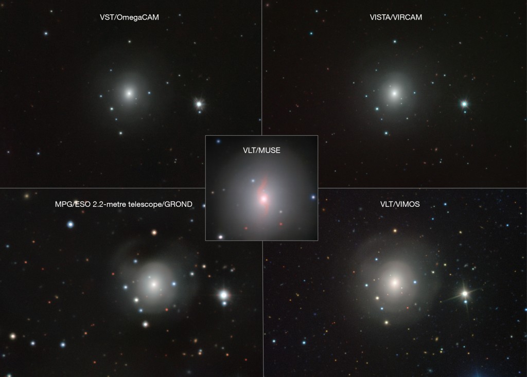 Composite of images of NGC 4993 and kilonova from many ESO instr