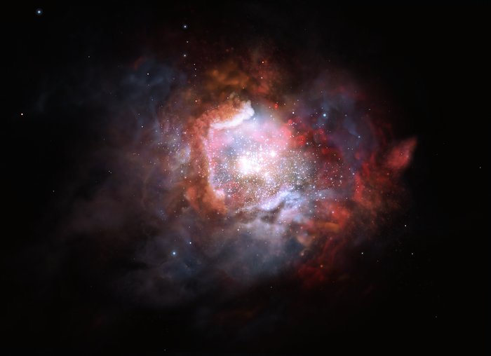 Artistâs impression of a starburst galaxy