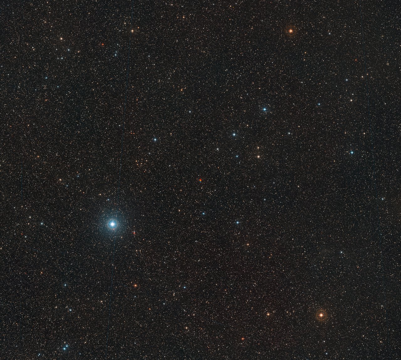 Widefield image of the sky around Barnardâs Star showing its m