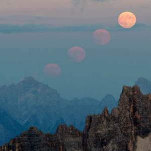 Sulle cime per riprendere la Luna all’orizzonte Sulle cime per riprendere la Luna all’orizzonte