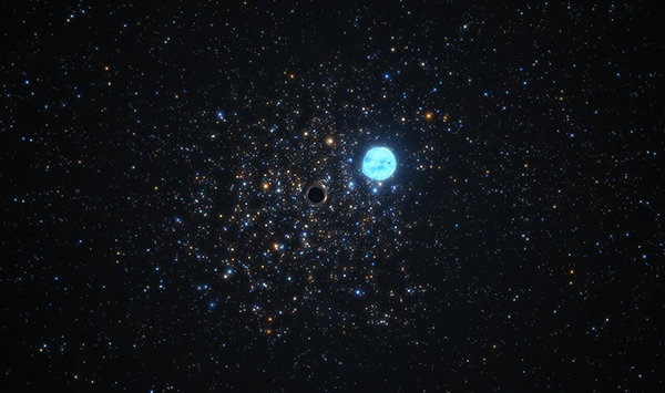Artist’s impression of the black hole in NGC 1850 distorting i