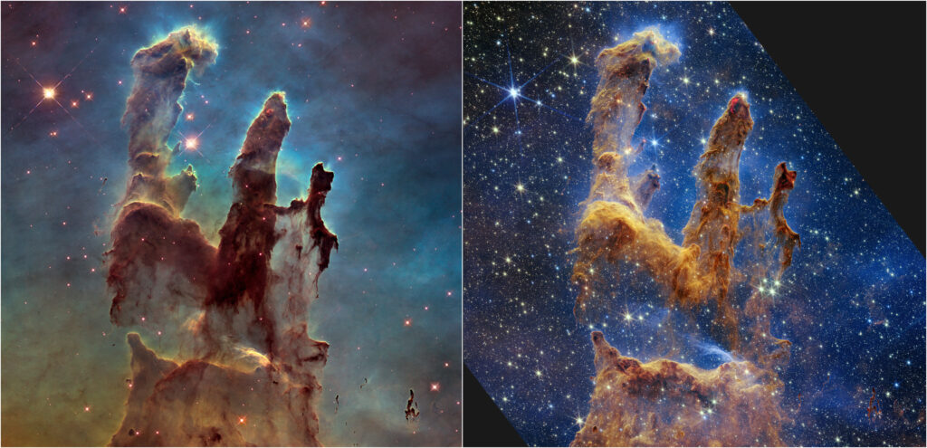 Confronto fra le immagini si Hubble e Webb HST e JWST
