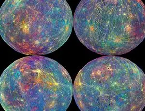Mercurio colorato con i dati delle sonde Messenger