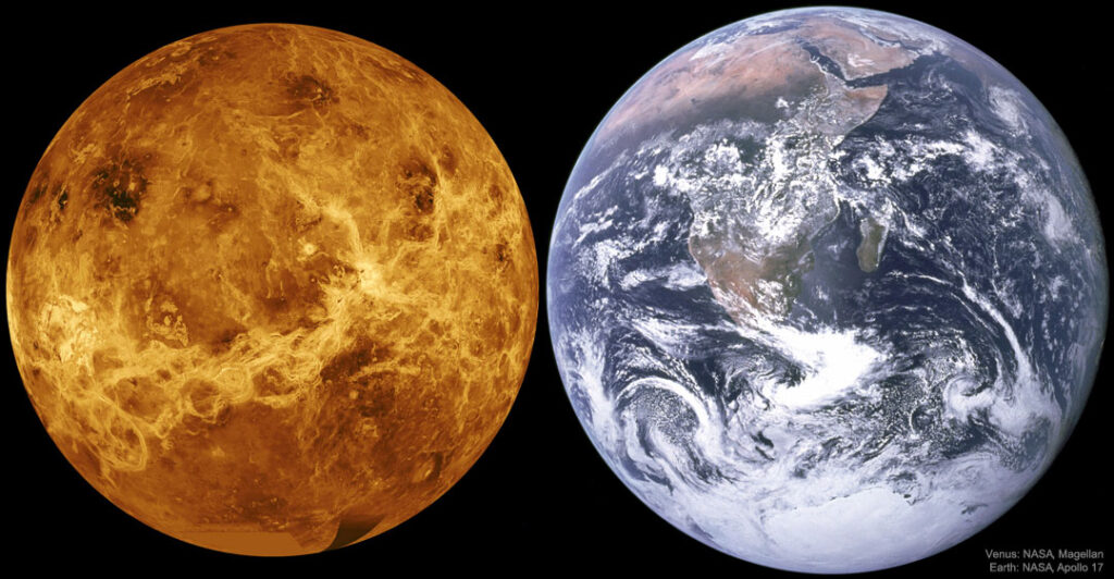 Venere e Terra a confronto