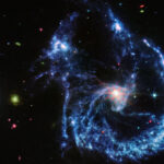 Arp 107 catturata dalla telecamera MIRI del JWST. Credit: NASA, ESA, CSA, STScI