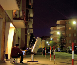 Postazione per la ripresa in centro abitato a Macerata