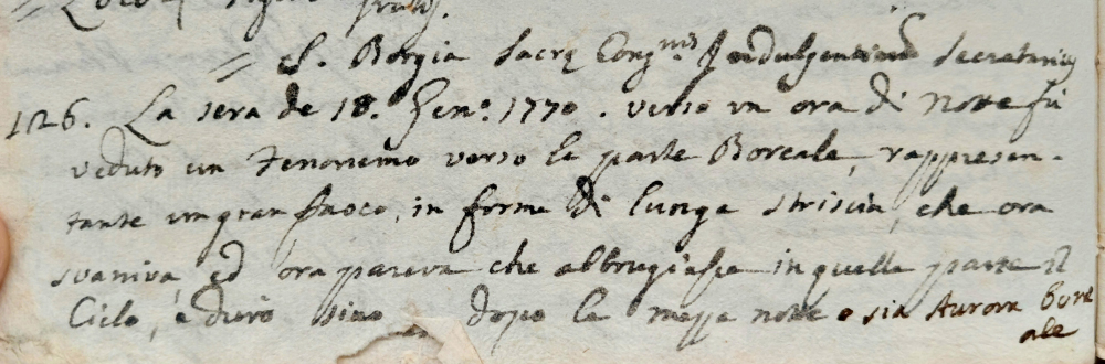 Fig. 3 - Estratto dal Diario di Don Pietro Lari (1756-1784) &ndash; Archivio Diocesano di Assisi 