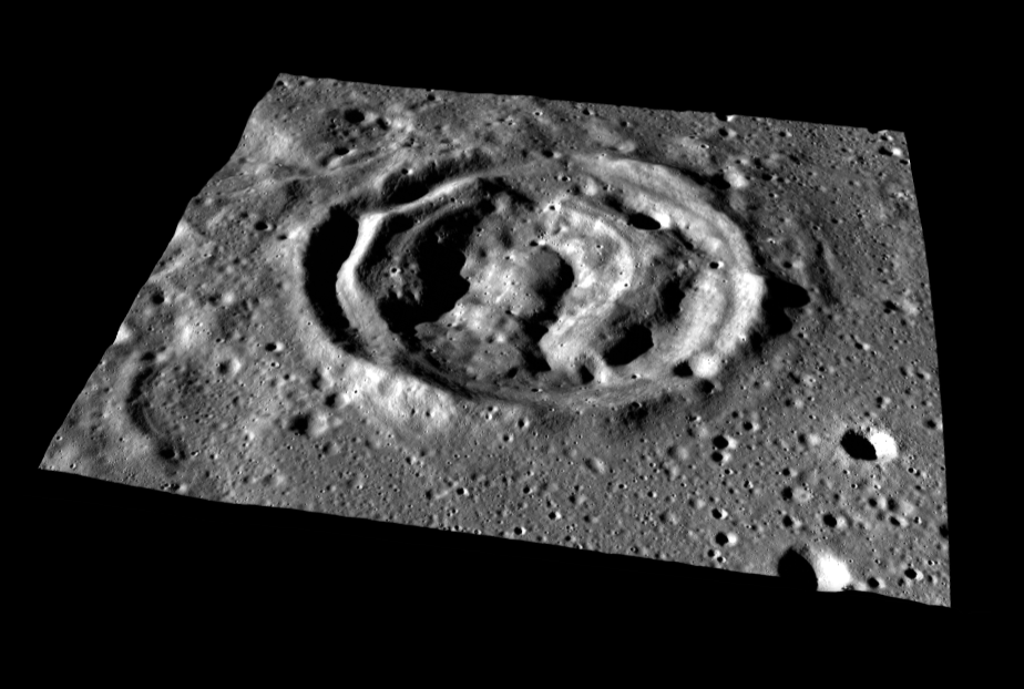 Immagine LRO cratere concentrico nel mare Moscoviense.