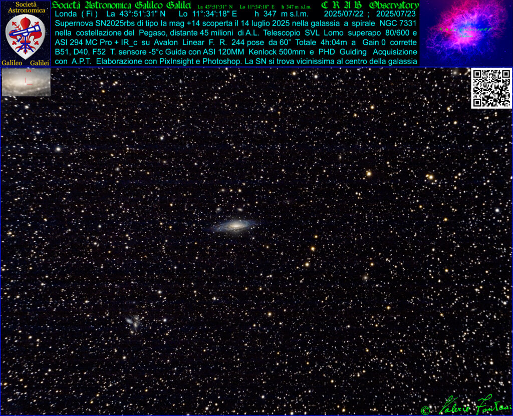 Supernova SN2025rbs1 in NGC7331