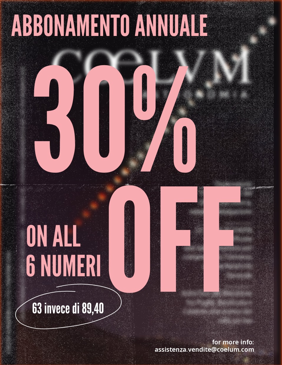 Abbonamento Coelum un anno -30% off