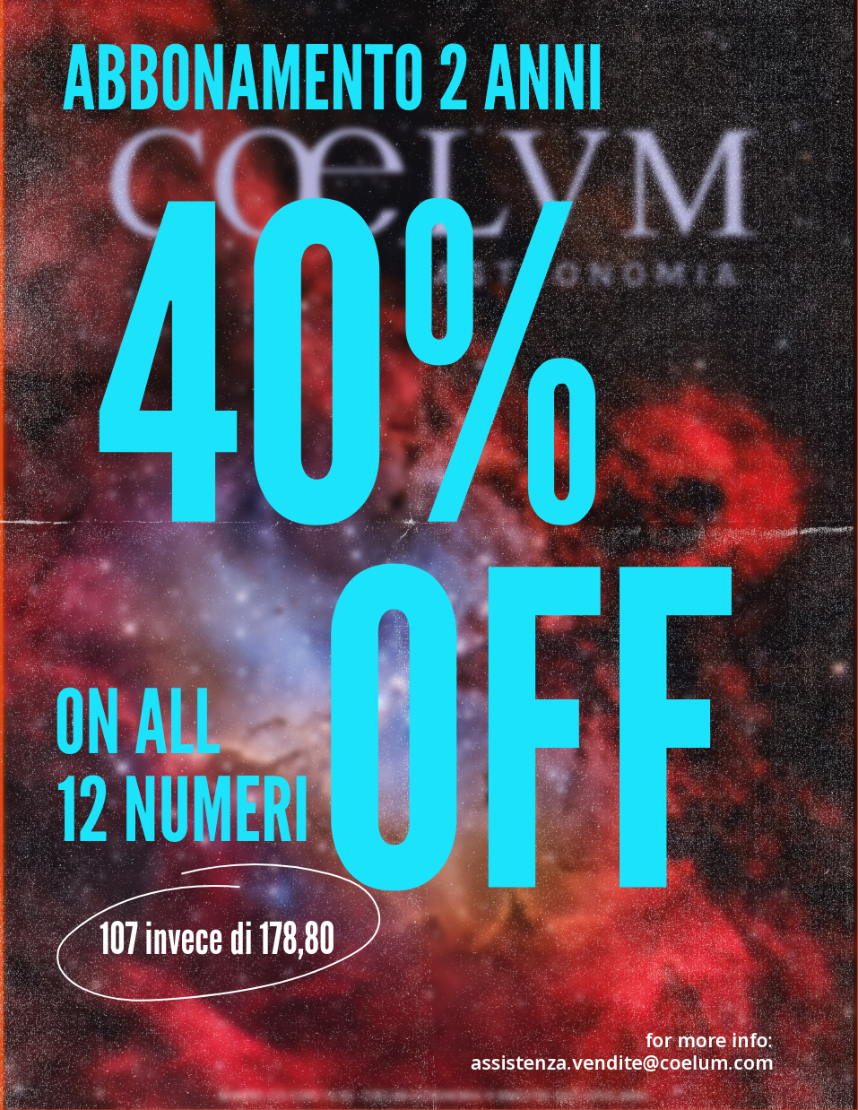 Abbonamento Coelum 2 anni - 40% off
