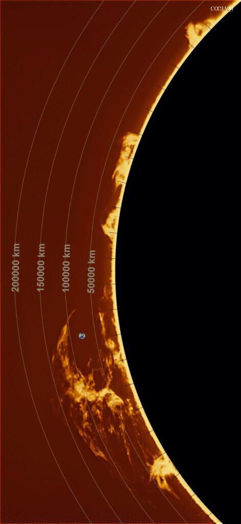 Sole in h alpha – grande protuberanza