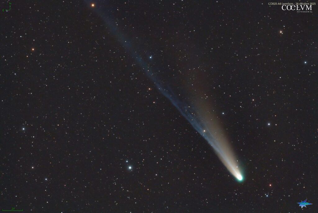 Cometa C/2025 A6 Lemmon tra le stelle della testa del Serpente