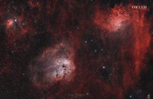 Il complesso nebulare IC 405–IC 417 con l’ammasso NGC 1893